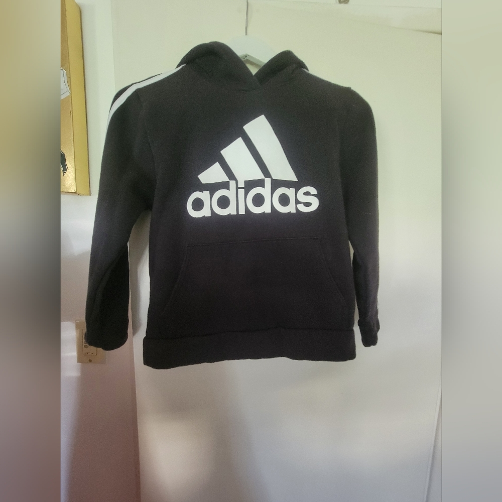 Adidas Kids Black and White Hoodie SIZE M 10/12